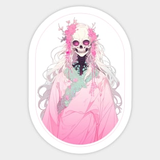 Kawaii Blossom Skeleton Sticker